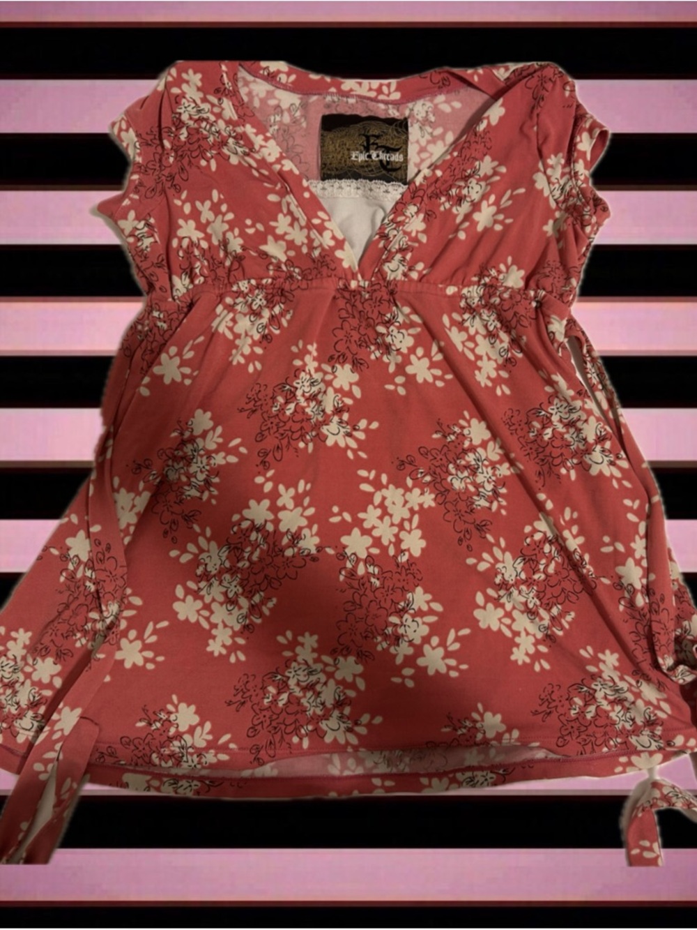 Epic Threads Rose-Pink Floral Short Sleeve Top